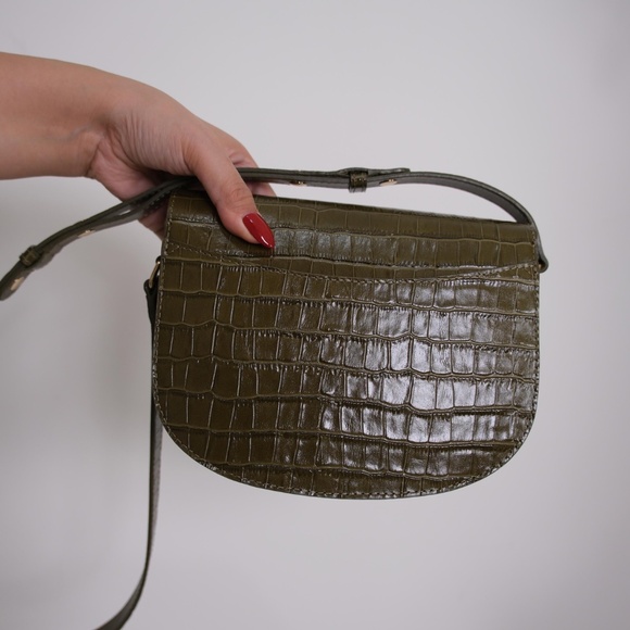 Sezane Claude Crocodile Moss Green *Limited Time Offer 100% Genuine Leather - Picture 2 of 9